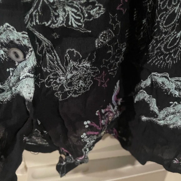 Free People metallic bloom boho oversized shirt sz XS - Picture 5 of 7